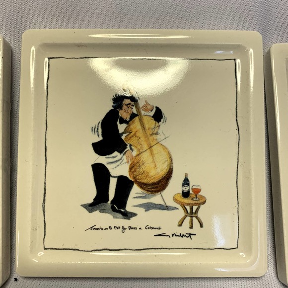 4 Guy Buffet Musical Waiters Coasters,  4 x 4 in., Ceramic/Rubber Back, Signed - Picture 3 of 5